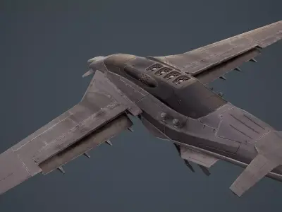 scifi-model531 old airplane flying in sky 3D model