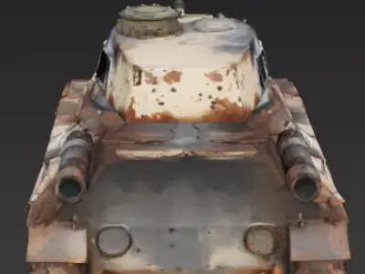 Realistic Destroyed Wrecked Light Tank 3D Model Low-poly 3D model