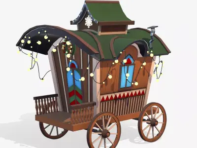 Christmas Trailer Low-poly 3D model