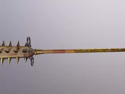 stick 2 sword with spikes Low-poly 3D model