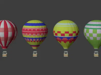 Hot Air Balloons Low-poly 3D model