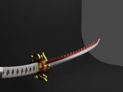RED KATANA Low-poly 3D model