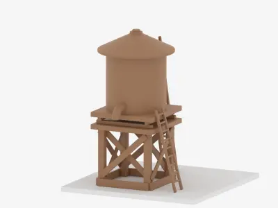 Farm Wooden Water Tower 3D model