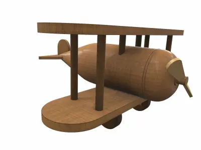 Wooden airplane toy 1 Free 3D model