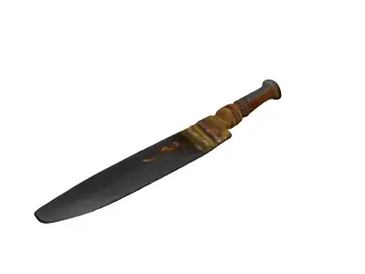 Worn Rusty Survival Machete Low-poly 3D model