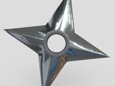 Shuriken 3 metal star Low-poly 3D model