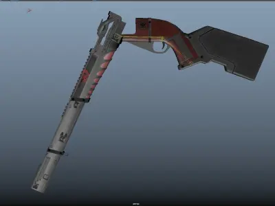 High Powered Sci-Fi Shotgun  Low-poly 3D model