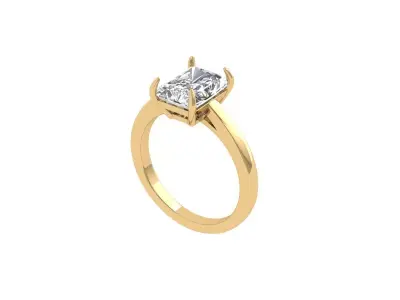 Radiant Solitaire Ring 3D print model 2