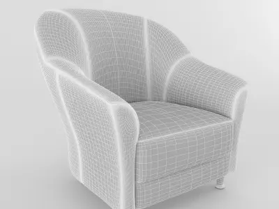 Chair maroon leather 3D model