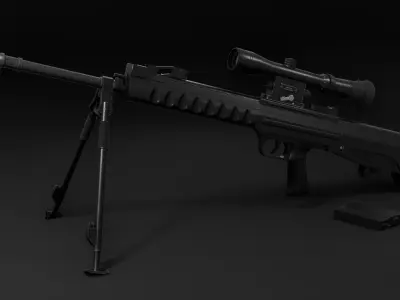 Low Poly Chinese QBU-88 Sniper Rifle Low-poly 3D model