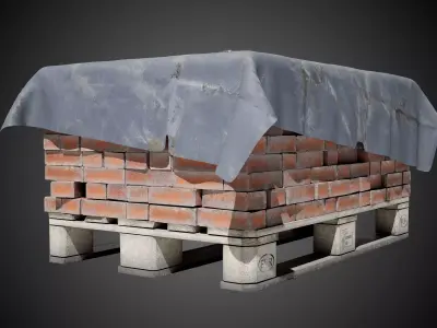 Brick Pallet Industrial Prop Low-poly 3D model