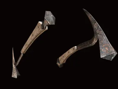 Medieval viking war hammer Game ready Low-poly 3D model