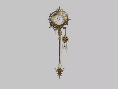 Fantasy Bronze Wall Clock Low-poly 3D model