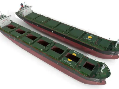 Bulk carrier Black with holds and reservoirs 3D model