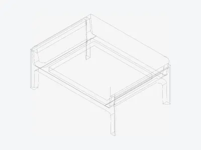 Furniture - Sofa - Contemporary - Oak - Footstool Low-poly 3D model