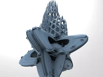 Floating cyber jet monolith 2  3D model