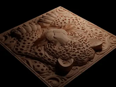 Jaguar CNC 3d Print High Relief Sand Casting 3D print model
