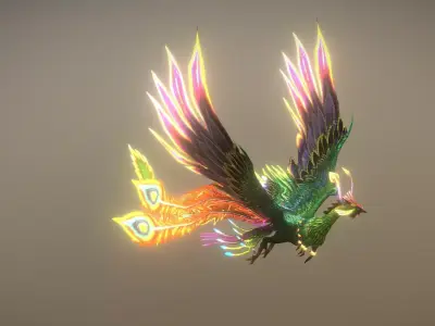 The phoenix bird Low-poly 3D model