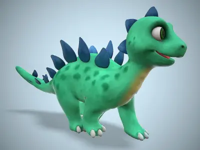 cartoon stego Low-poly 3D model