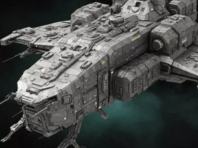 Titan-Class Heavy Assault Spaceship  Sci-Fi 3D Model Low-poly 3D model