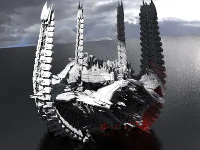 Dreadnaught Ship Wreck Spine 2 Towers  3D model