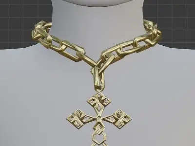 cross chain necklace 3D model