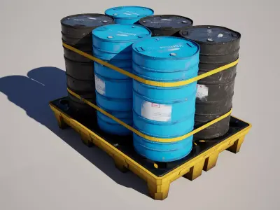  Oil Barrel Pallet Low-poly 3D model