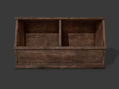 Wooden Storage Bin Low-poly 3D model