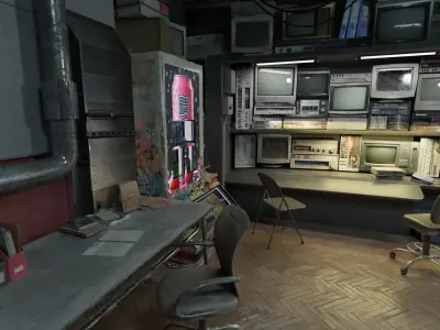 Retro Cyberpunk Pc Room Low-poly 3D model