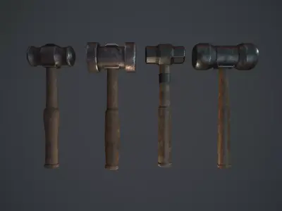 Set of blacksmith hammers Free low-poly 3D model