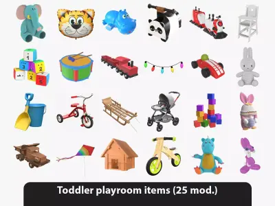 Toddler playroom items 3D model