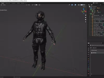 Woman in Military Uniform 4 Modular Rigged Free low-poly 3D model purchase
