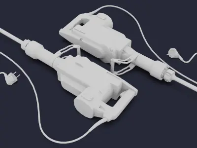 Jackhammer two electric drills Low-poly 3D model