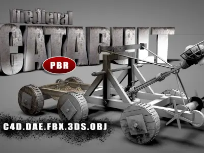 Medieval Catapult 3D model 2