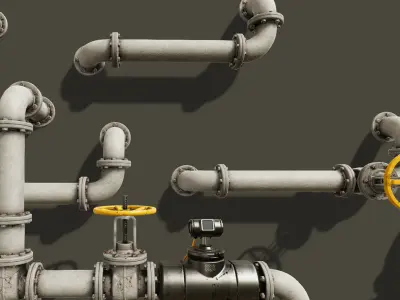 PBR Modular Pipes Set - Unity Project 2017 Low-poly 3D model