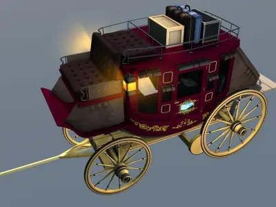 Stagecoach Wagon with Luggage 3D model