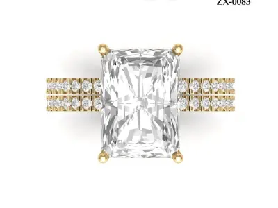 Emerald Solitaire Ring 3D print model 54