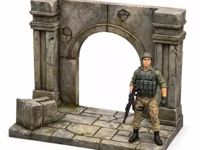 Ruined Stone Arch Building Diorama 3D print model