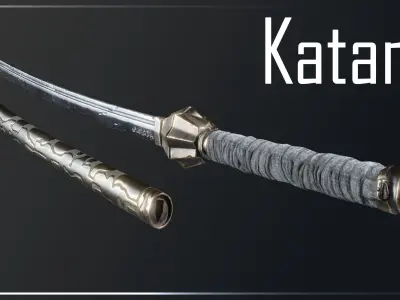 Katana Sword Kenpachi Zaraki Zanpakuto Low Poly Game Ready PBR Low-poly 3D model