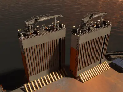 Heavy transport vessel orange 3D model