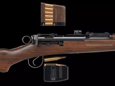 Swiss K31 bolt-action rifle Low-poly 3D model