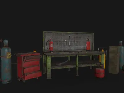 Garage set of wrenches Low-poly 3D model