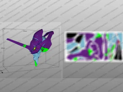 Eva 01 Head paper papekura Low-poly 3D model