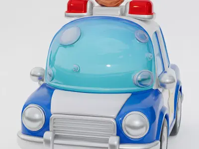 Bubble-Patrol Cartoon Police Car 3D Model Low-poly 3D model