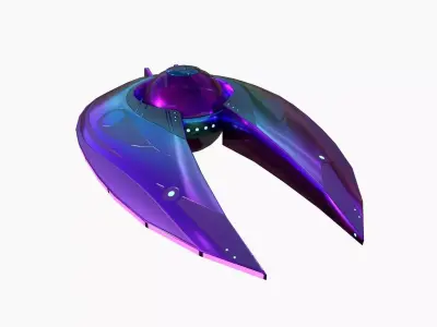 Alien Spaceship UFO I04 Purple Blue - Sci Fi Spacecraft Design Low-poly 3D model
