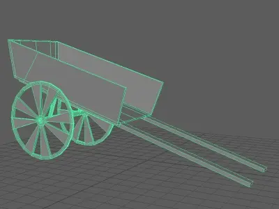 medieval cart Low-poly 3D model 2