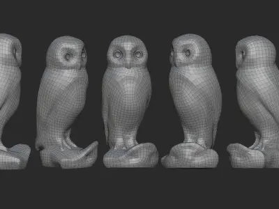 Owl bronze sculpture  Low-poly 3D model