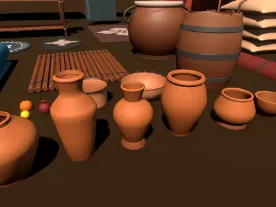 Stylized Medieval Props Low-poly 3D model