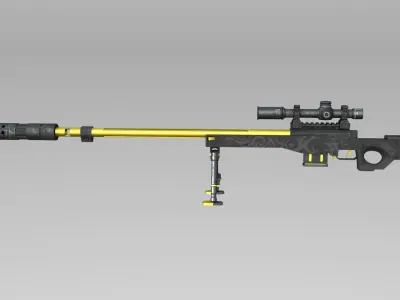 AWM Sniper Rifle Low-poly 3D model buy