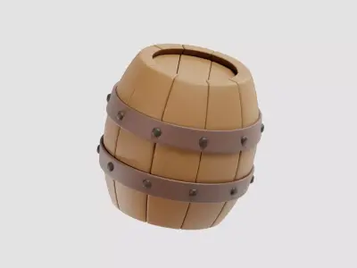 Wooden oil Barrel Low-poly 3D model